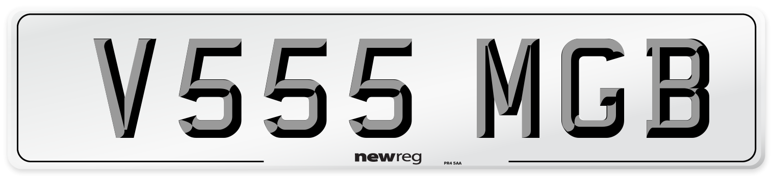 V555 MGB Number Plate from New Reg